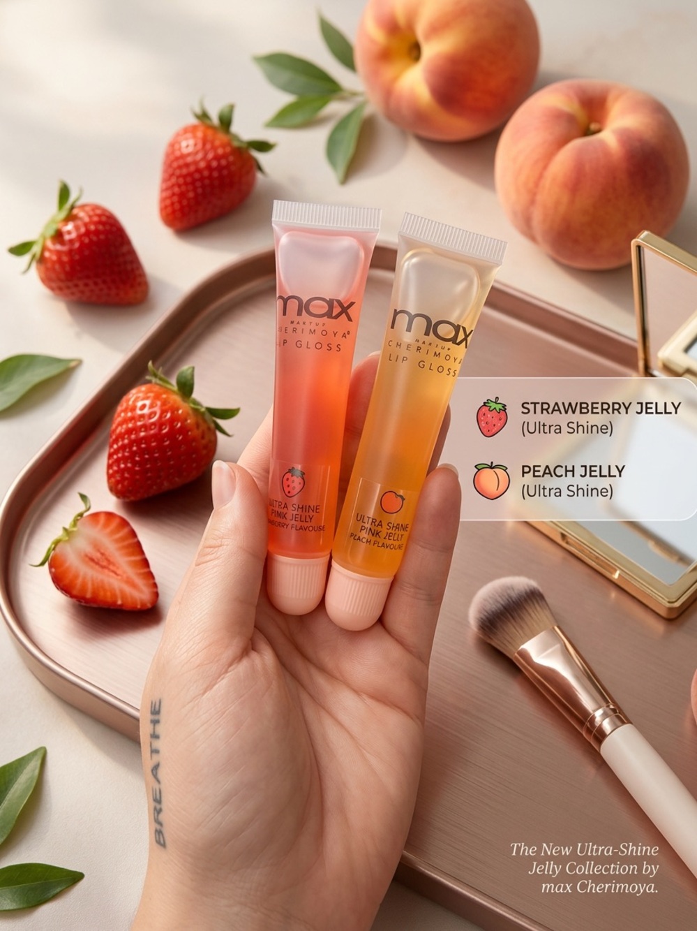 Max Make Up Ultra-Shine Jelly Lip Gloss - Strawberry & Peach